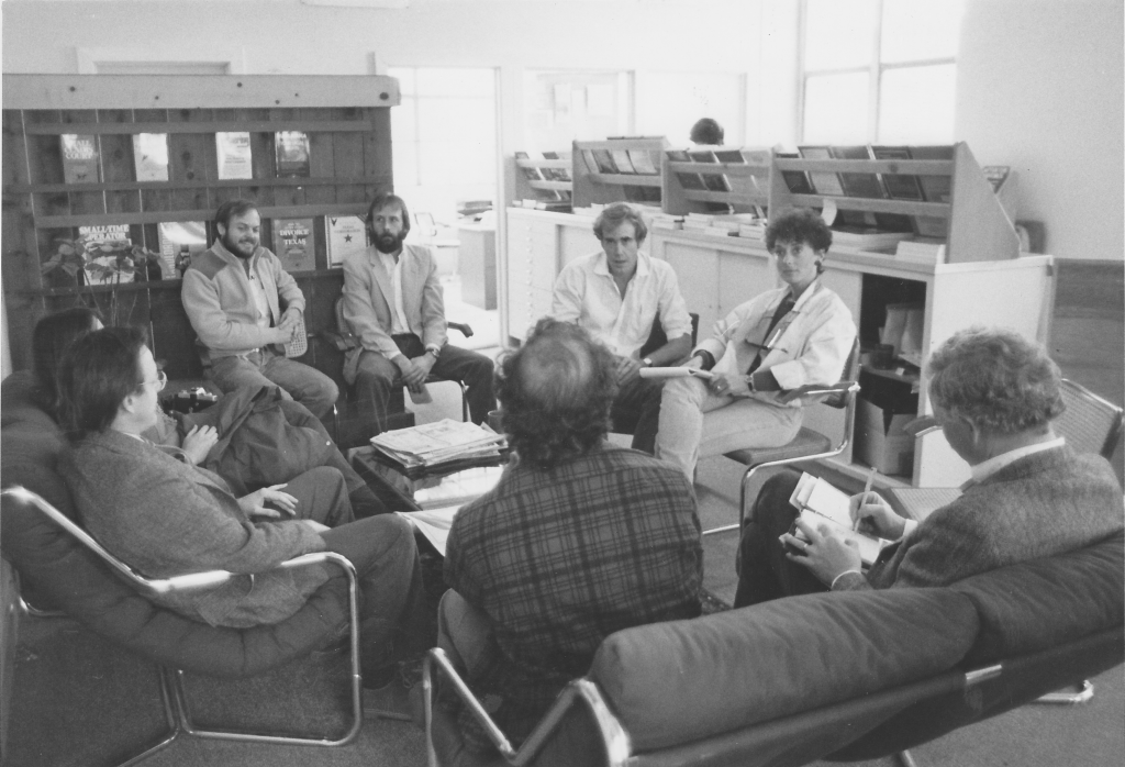 A Noren “learning expedition” visits self-help law publisher Nolo Press. CW front row, far left. Nolo co-founder Jake Warner back row, slightly right of center.