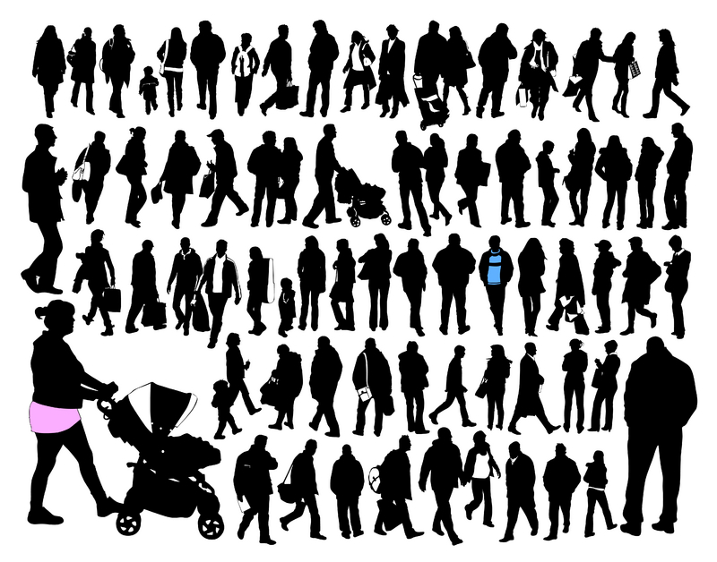 Silhouettes of many different kinds of people.