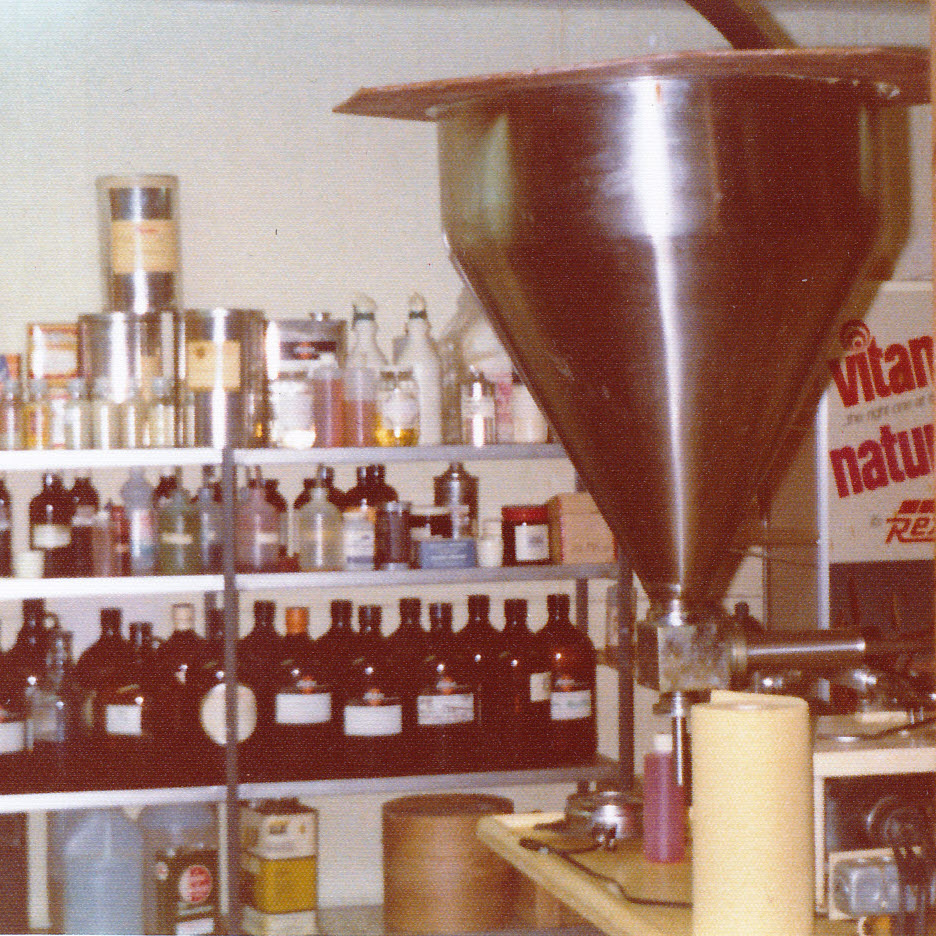 Tools of the Trade: perfumes. bottle filler funnel, assembly-line belt